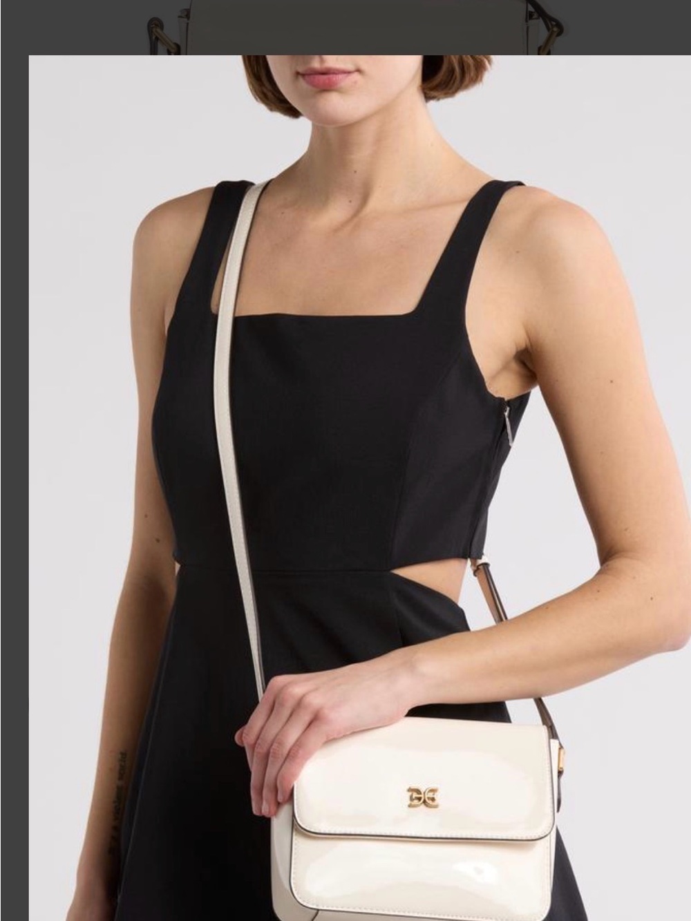 Sam Edelman White Crossbody Bag with Gold Logo